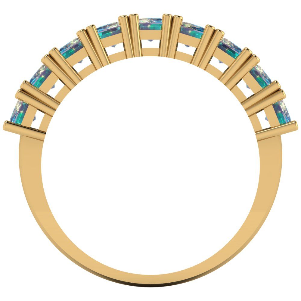 2.61 cttw Blue Moissanite Emerald Cut Yellow Gold Eternity Wedding Band