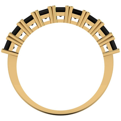 2.61 cttw Natural Onyx Emerald Cut Yellow Gold Eternity Wedding Band