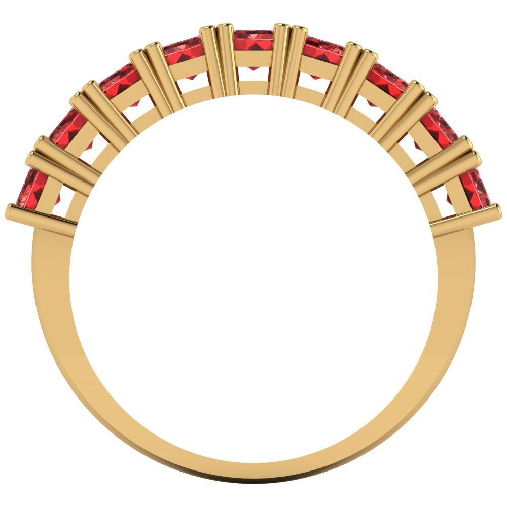 2.61 cttw Natural Garnet Emerald Cut Yellow Gold Eternity Wedding Band