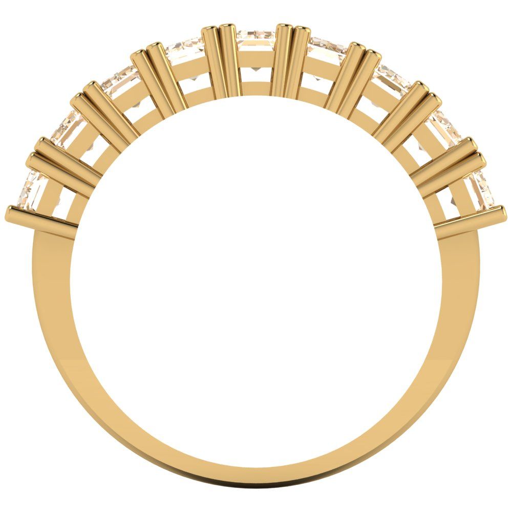 2.61 cttw Natural Morganite Emerald Cut Yellow Gold Eternity Wedding Band