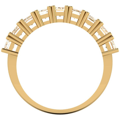 2.61 cttw Natural Morganite Emerald Cut Yellow Gold Eternity Wedding Band