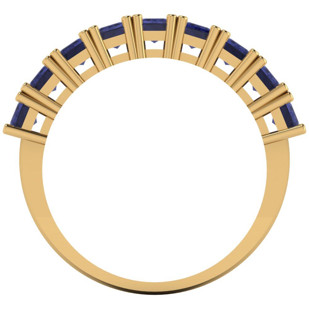 2.61 cttw Simulated Tanzanite Emerald Cut Yellow Gold Eternity Wedding Band