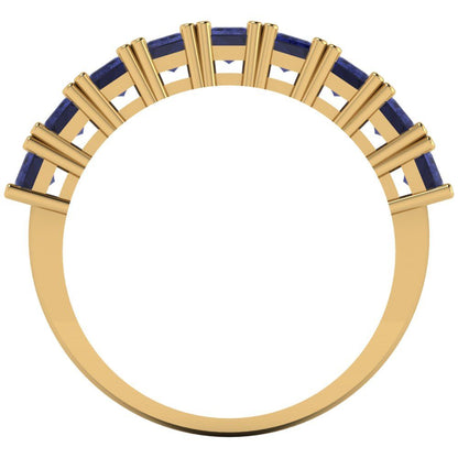 2.61 cttw Simulated Tanzanite Emerald Cut Yellow Gold Eternity Wedding Band