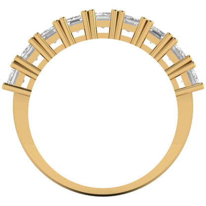 2.61 cttw White Sapphire Emerald Cut Yellow Gold Eternity Wedding Band