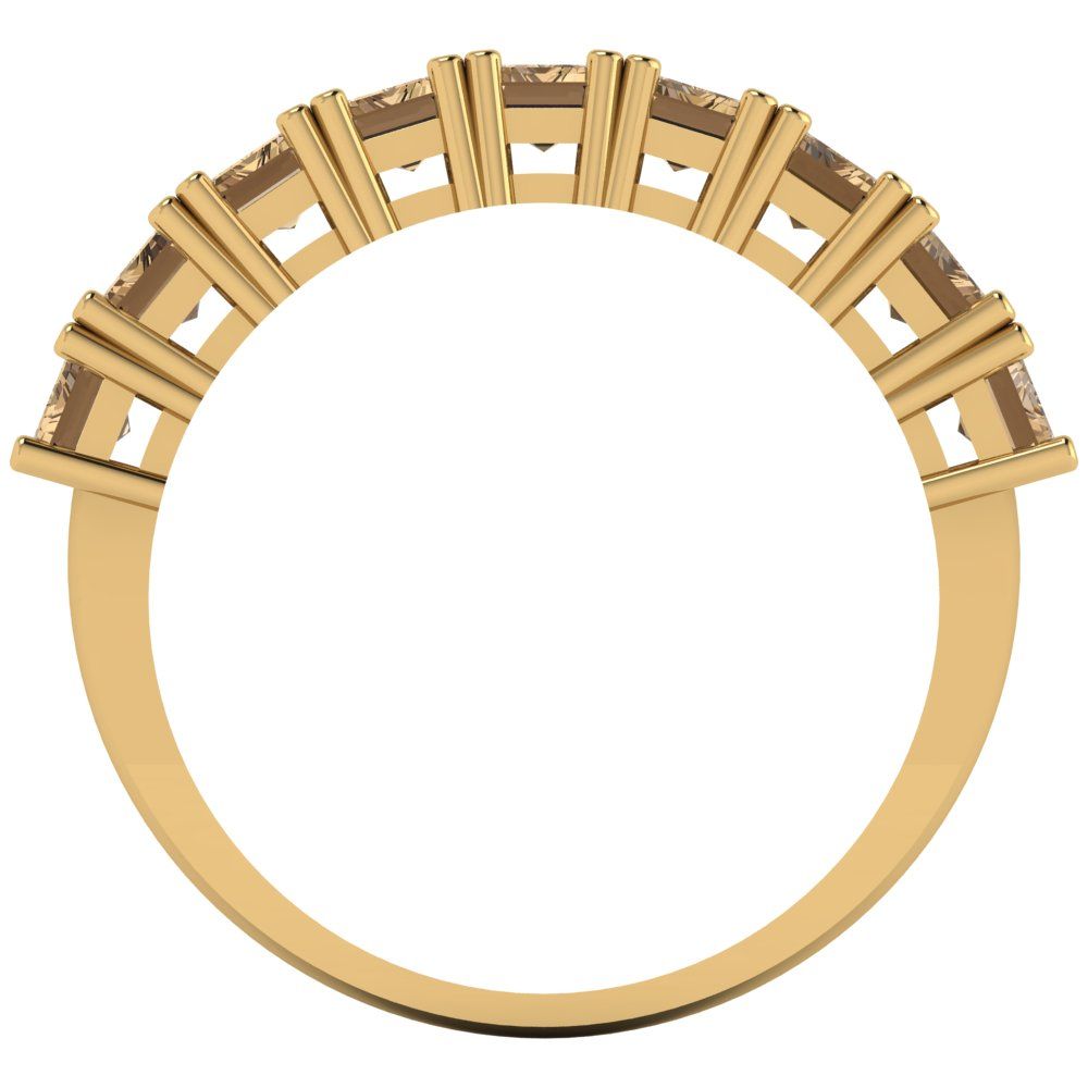 2.61 cttw Simulated Champagne Diamond Emerald Cut Yellow Gold Eternity Wedding Band