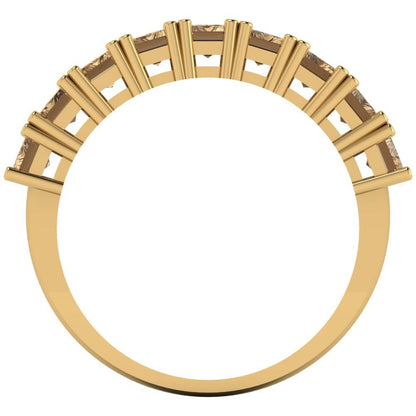 2.61 cttw Simulated Champagne Diamond Emerald Cut Yellow Gold Eternity Wedding Band