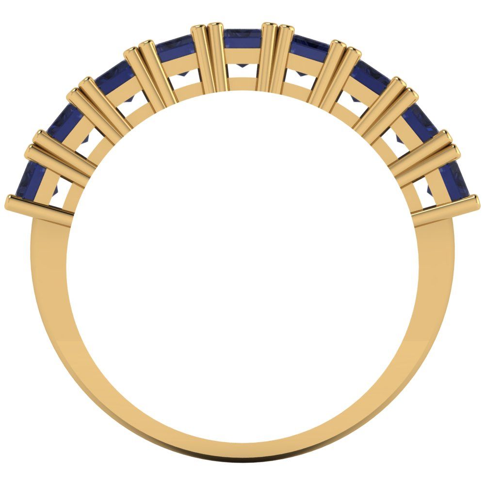 2.61 cttw Simulated Blue Sapphire Emerald Cut Yellow Gold Eternity Wedding Band