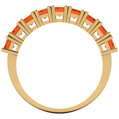 2.61 cttw Simulated Red Diamond Emerald Cut Yellow Gold Eternity Wedding Band