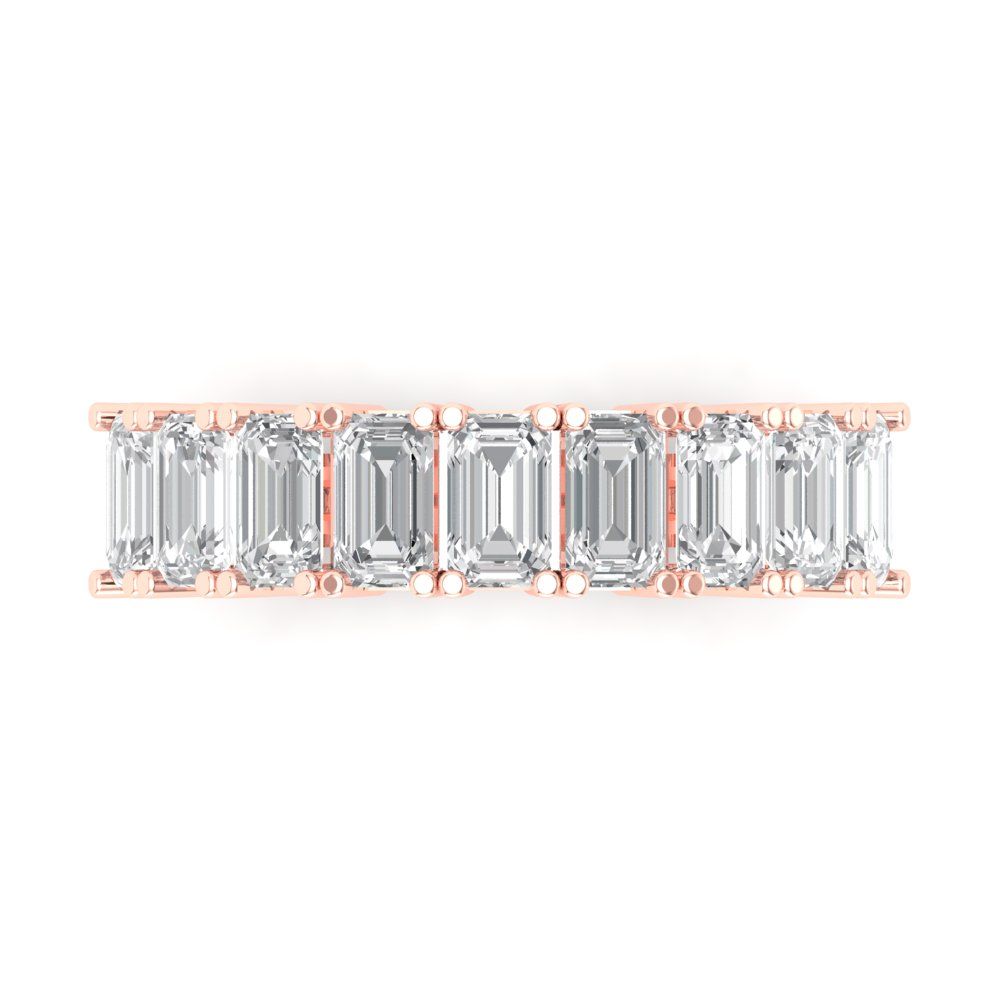 2.61 cttw Simulated Diamond Emerald Cut Rose Gold Eternity Wedding Band