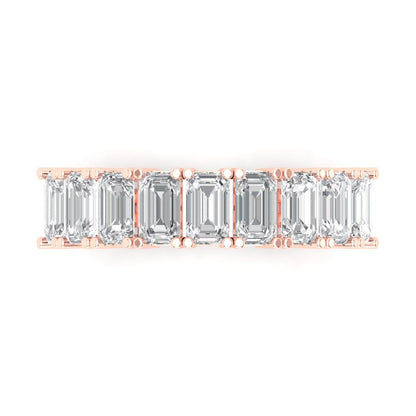 2.61 cttw Simulated Diamond Emerald Cut Rose Gold Eternity Wedding Band