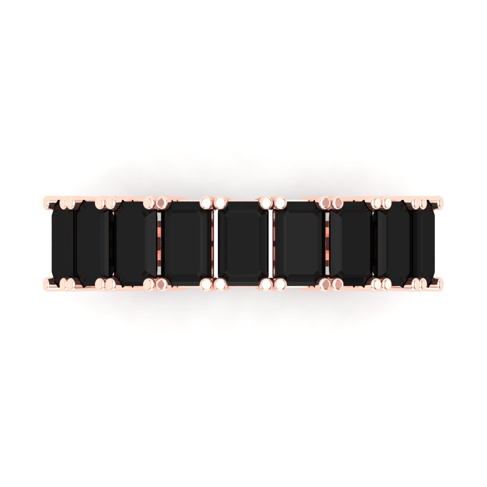 2.61 cttw Natural Onyx Emerald Cut Rose Gold Eternity Wedding Band