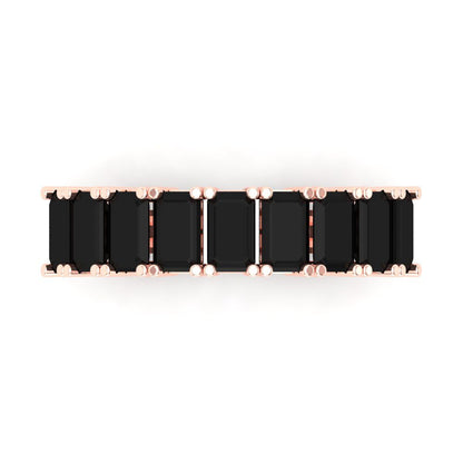 2.61 cttw Natural Onyx Emerald Cut Rose Gold Eternity Wedding Band