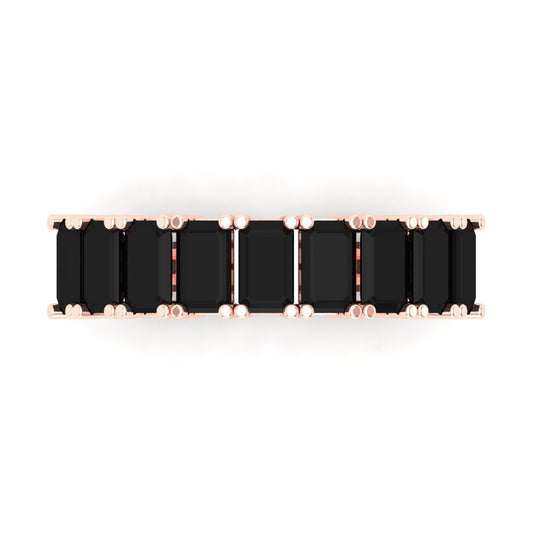 2.61 cttw Natural Onyx Emerald Cut Rose Gold Eternity Wedding Band