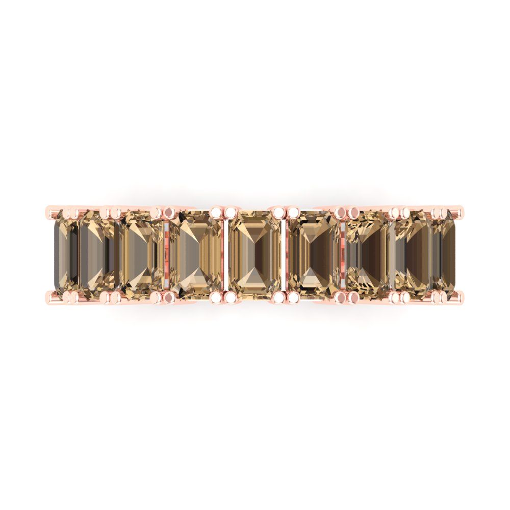 2.61 cttw Simulated Champagne Diamond Emerald Cut Rose Gold Eternity Wedding Band