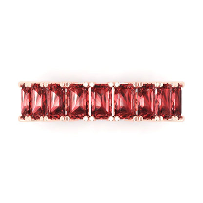 2.61 cttw Natural Garnet Emerald Cut Rose Gold Eternity Wedding Band