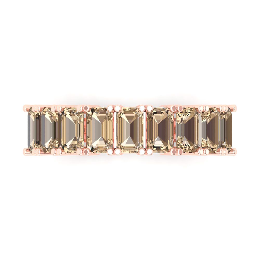 2.61 cttw Yellow Moissanite Emerald Cut Rose Gold Eternity Wedding Band