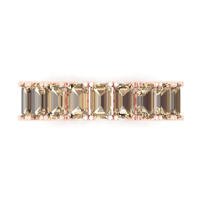 2.61 cttw Yellow Moissanite Emerald Cut Rose Gold Eternity Wedding Band