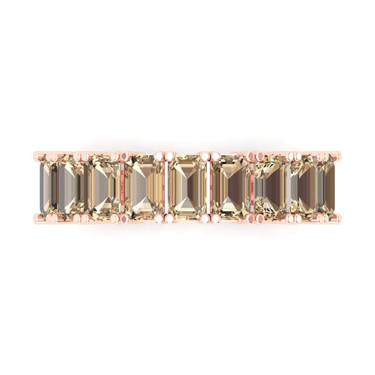 2.61 cttw Yellow Moissanite Emerald Cut Rose Gold Eternity Wedding Band