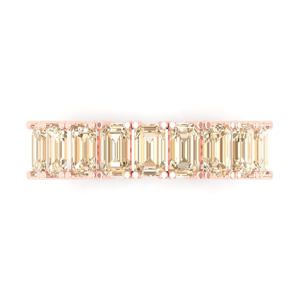 2.61 cttw Natural Morganite Emerald Cut Rose Gold Eternity Wedding Band