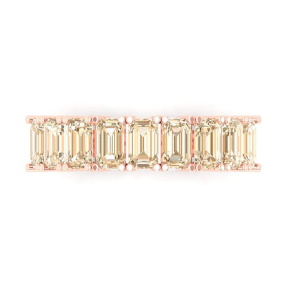 2.61 cttw Natural Morganite Emerald Cut Rose Gold Eternity Wedding Band