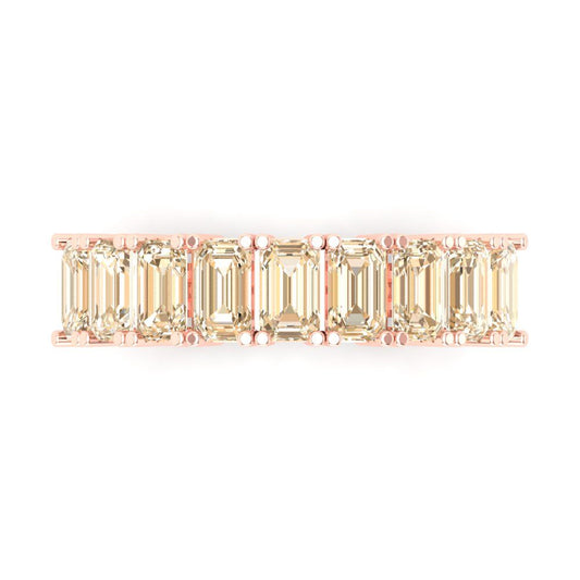 2.61 cttw Natural Morganite Emerald Cut Rose Gold Eternity Wedding Band