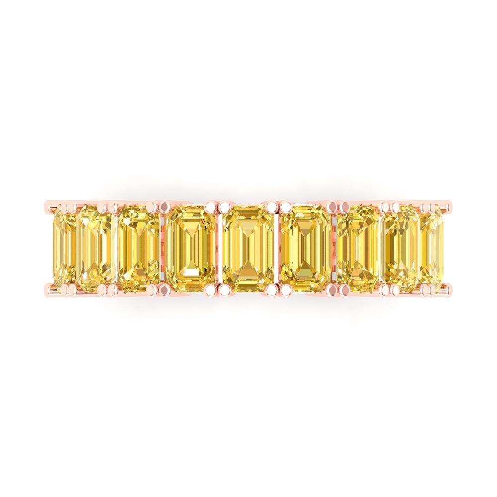 2.61 cttw Simulated Yellow Diamond Emerald Cut Rose Gold Eternity Wedding Band