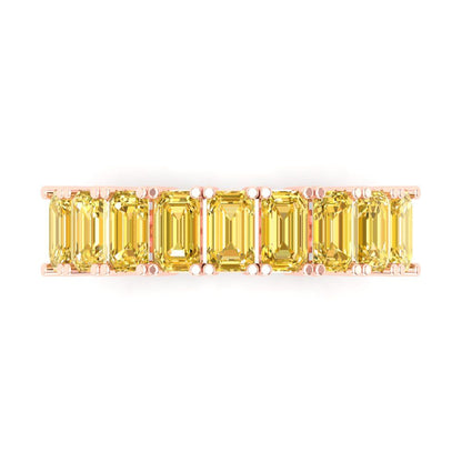 2.61 cttw Simulated Yellow Diamond Emerald Cut Rose Gold Eternity Wedding Band