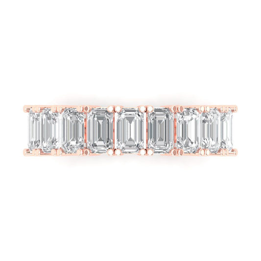 2.61 cttw White Sapphire Emerald Cut Rose Gold Eternity Wedding Band