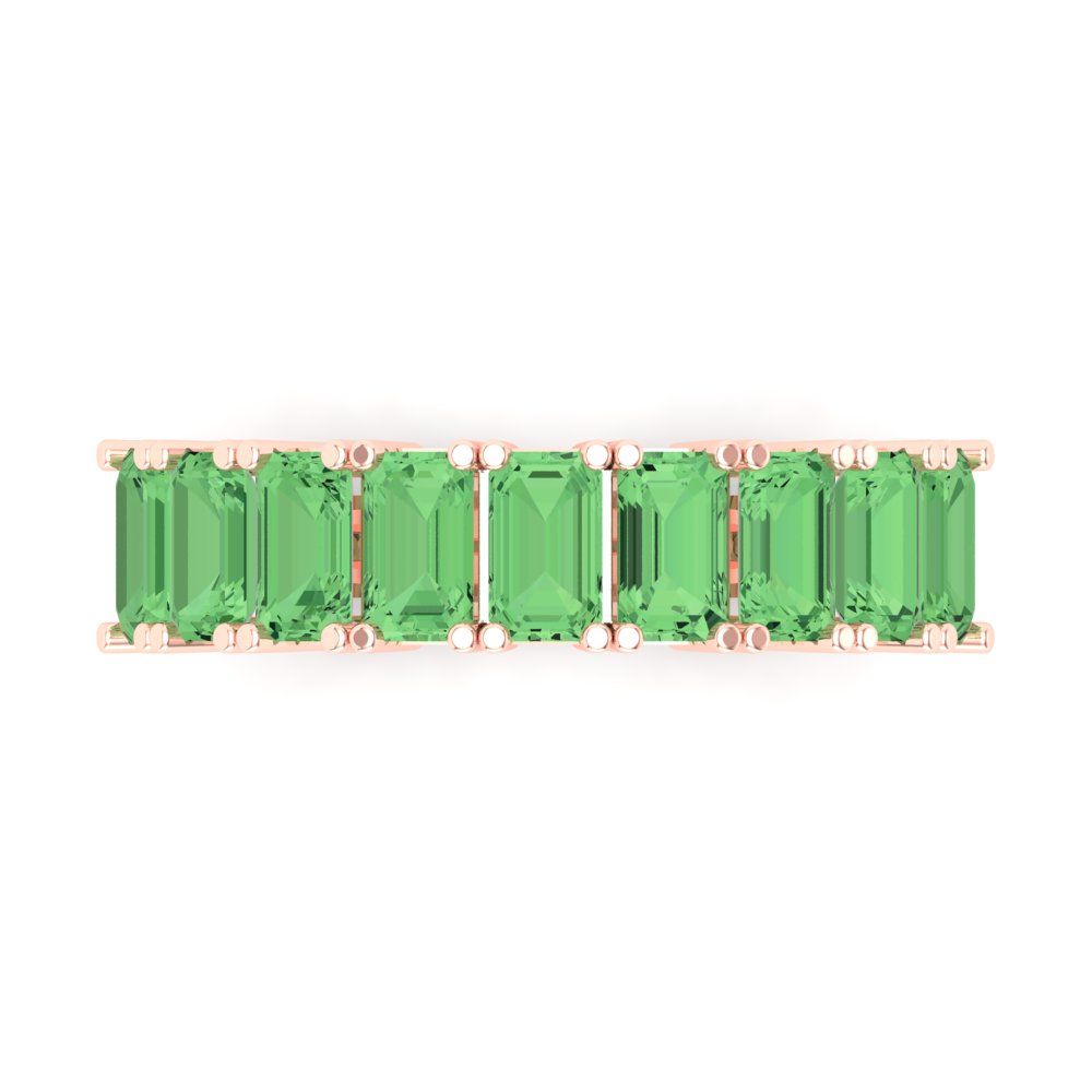 2.61 cttw Simulated Green Diamond Emerald Cut Rose Gold Eternity Wedding Band