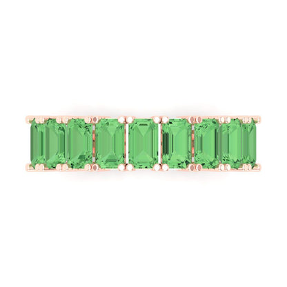 2.61 cttw Simulated Green Diamond Emerald Cut Rose Gold Eternity Wedding Band
