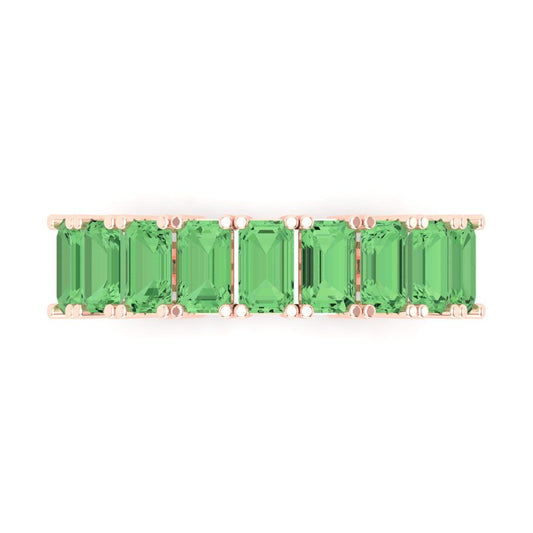 2.61 cttw Simulated Green Diamond Emerald Cut Rose Gold Eternity Wedding Band