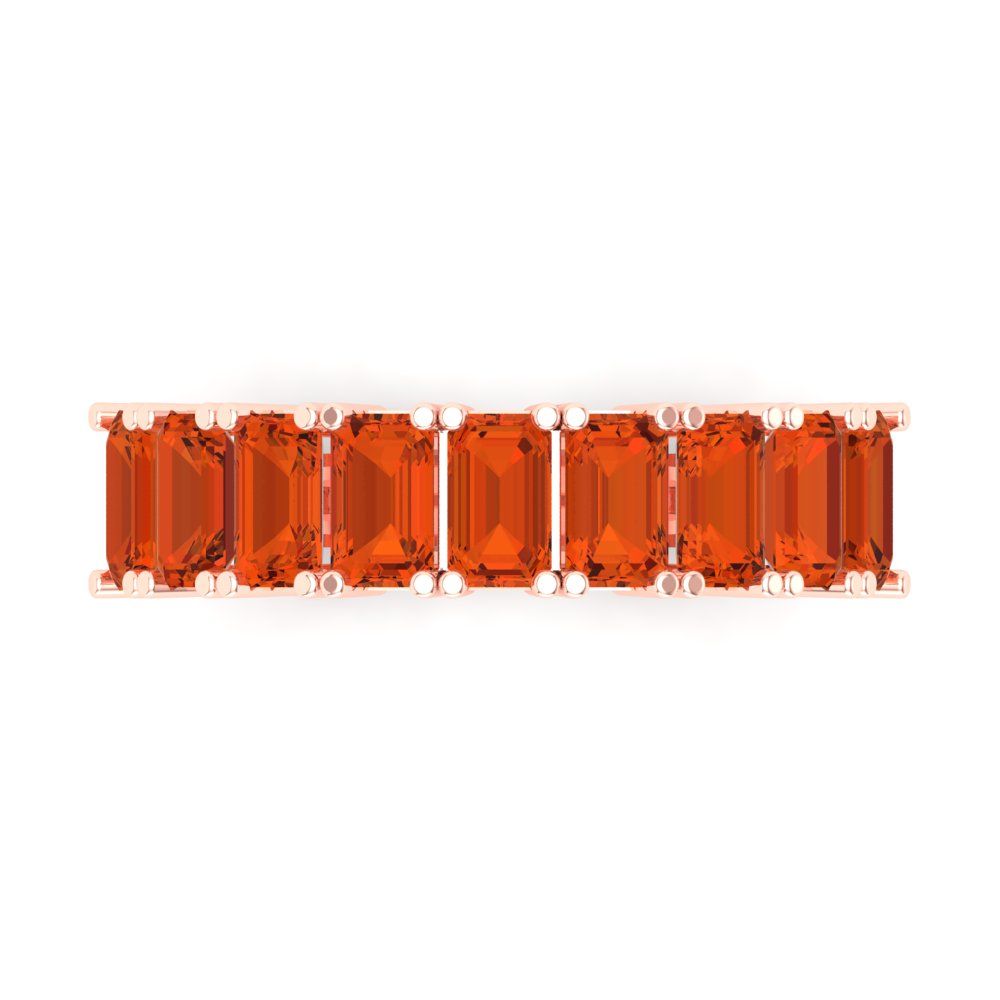 2.61 cttw Simulated Red Diamond Emerald Cut Rose Gold Eternity Wedding Band