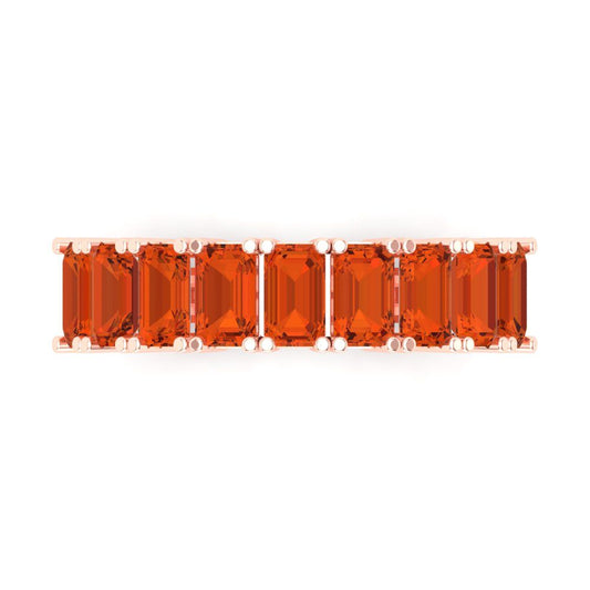 2.61 cttw Simulated Red Diamond Emerald Cut Rose Gold Eternity Wedding Band