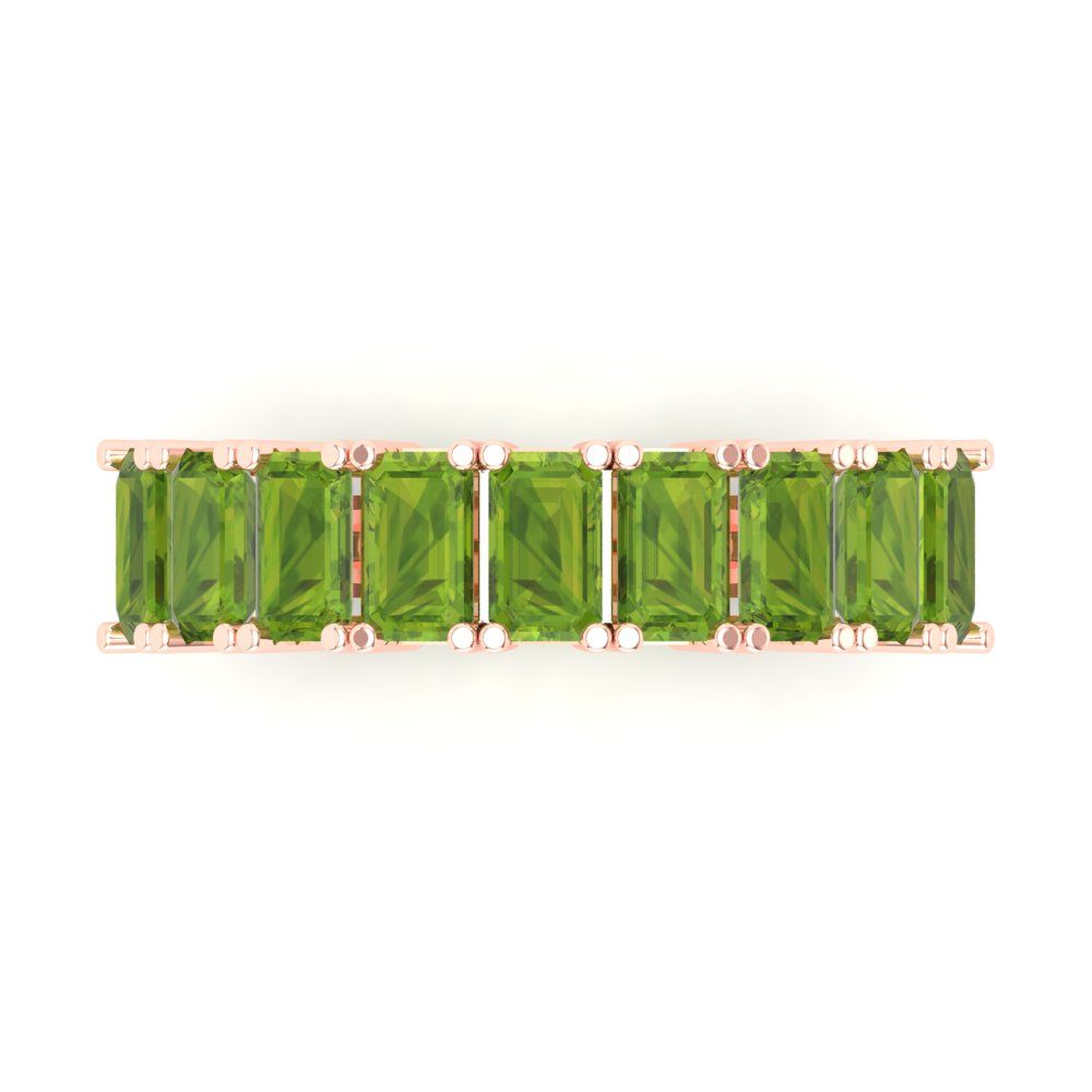 2.61 cttw Natural Peridot Emerald Cut Rose Gold Eternity Wedding Band