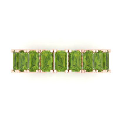2.61 cttw Natural Peridot Emerald Cut Rose Gold Eternity Wedding Band