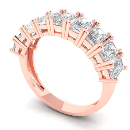 2.61 cttw Simulated Diamond Emerald Cut Rose Gold Eternity Wedding Band