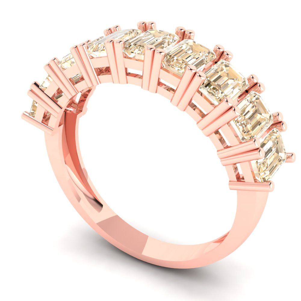 2.61 cttw Natural Morganite Emerald Cut Rose Gold Eternity Wedding Band