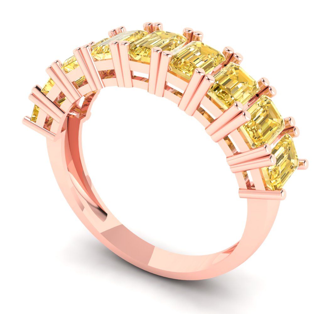 2.61 cttw Yellow Moissanite Emerald Cut Rose Gold Eternity Wedding Band