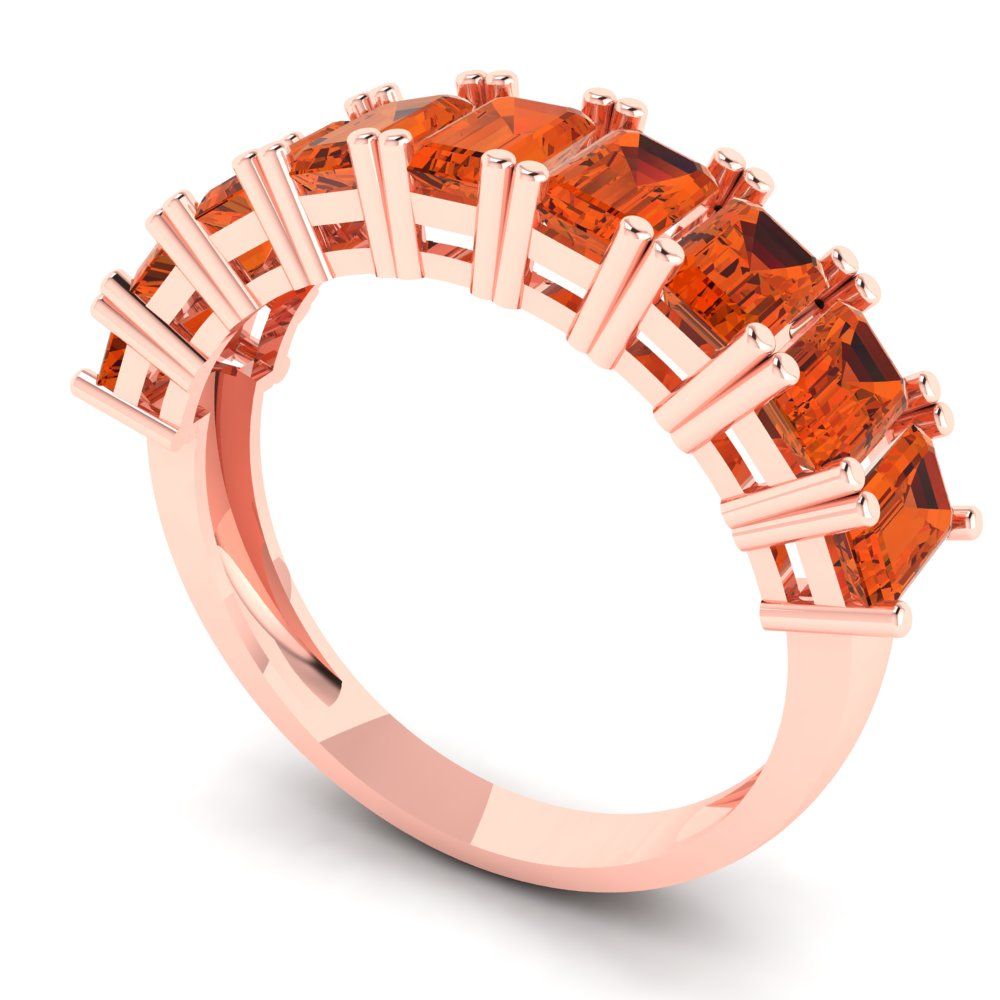 2.61 cttw Simulated Red Diamond Emerald Cut Rose Gold Eternity Wedding Band