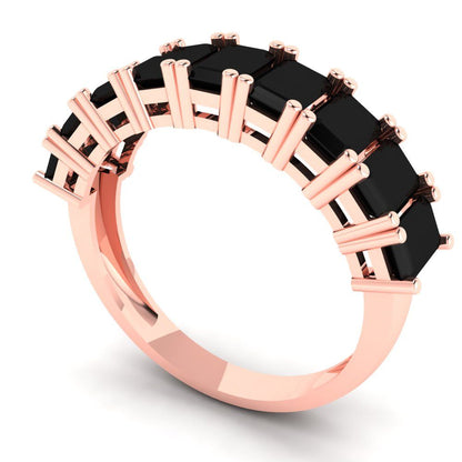 2.61 cttw Natural Onyx Emerald Cut Rose Gold Eternity Wedding Band