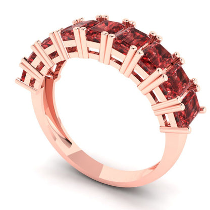 2.61 cttw Natural Garnet Emerald Cut Rose Gold Eternity Wedding Band