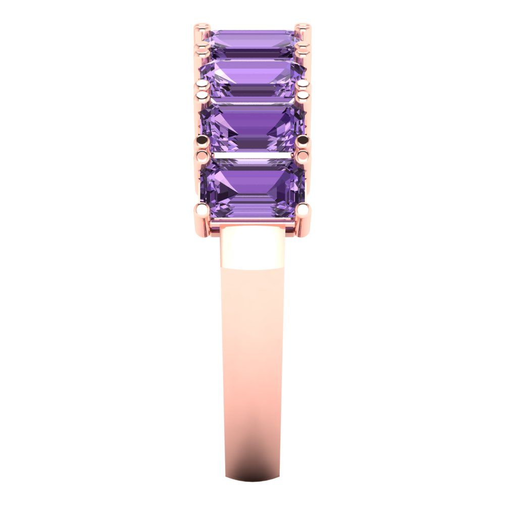 2.61 cttw Simulated Alexandrite Emerald Cut Rose Gold Eternity Wedding Band