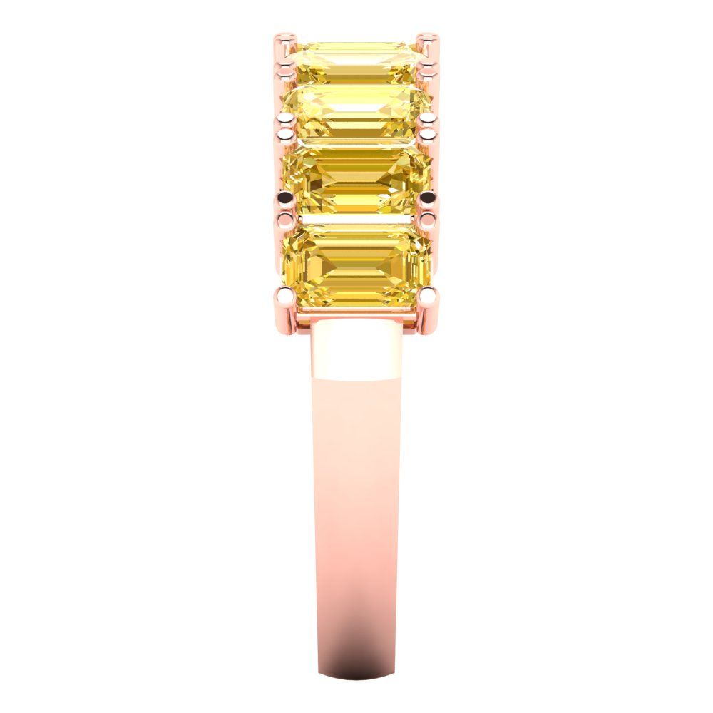 2.61 cttw Simulated Yellow Diamond Emerald Cut Rose Gold Eternity Wedding Band