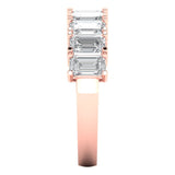 2.61 ct Brilliant Emerald Cut Natural Diamond Stone Clarity SI1-2 Color G-H Rose Gold Eternity Band