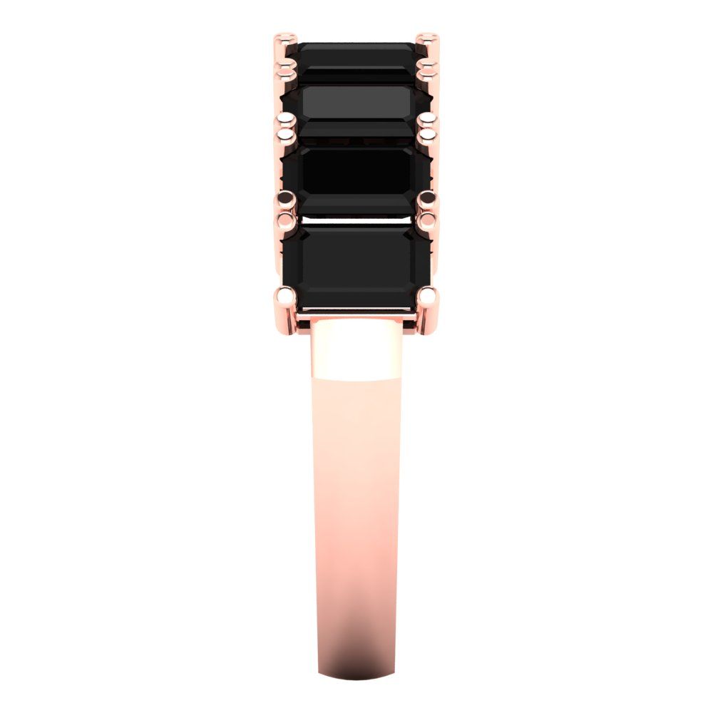 2.61 cttw Natural Onyx Emerald Cut Rose Gold Eternity Wedding Band