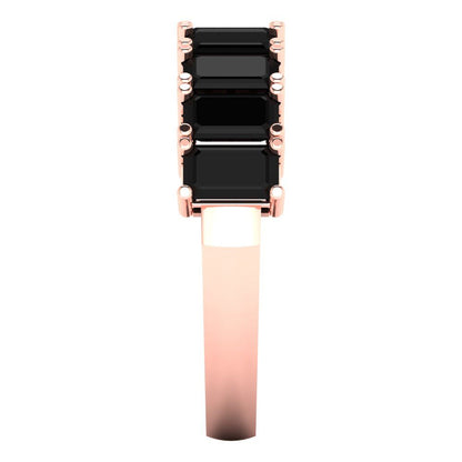 2.61 cttw Natural Onyx Emerald Cut Rose Gold Eternity Wedding Band