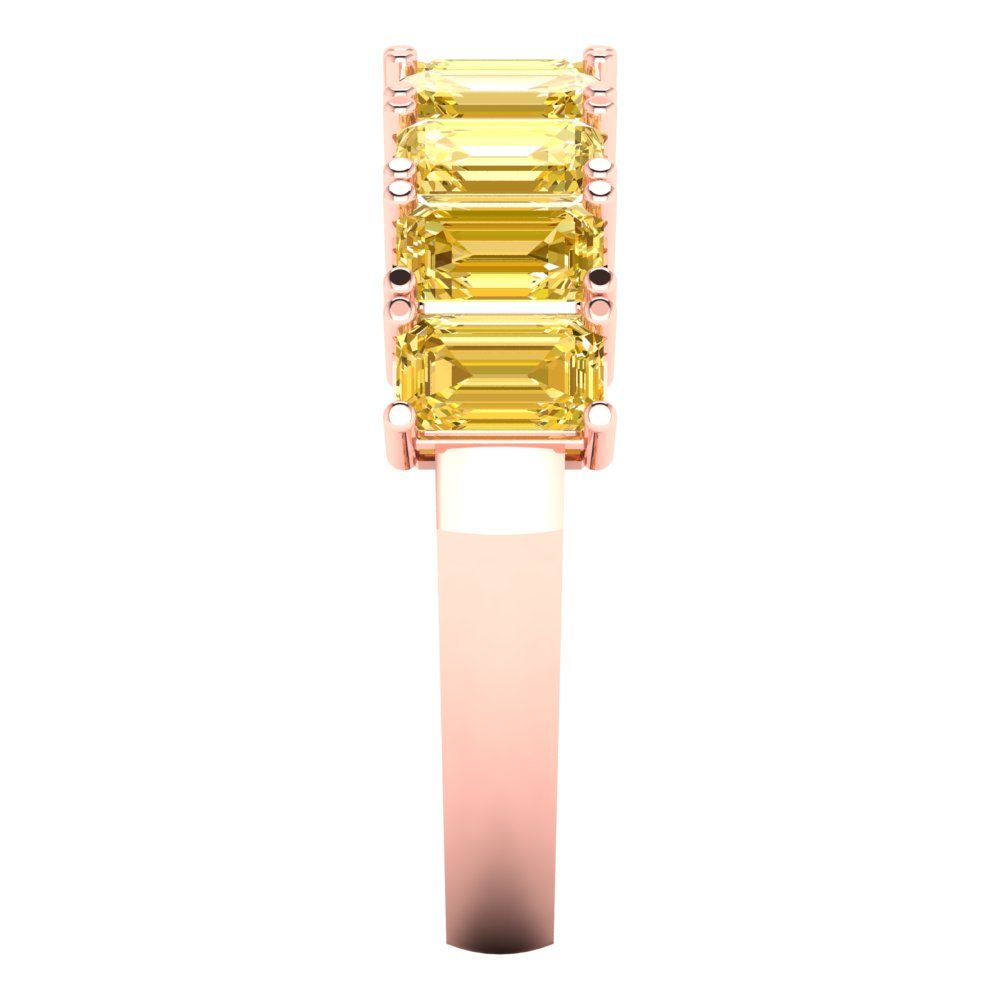 2.61 cttw Natural Citrine Emerald Cut Rose Gold Eternity Wedding Band