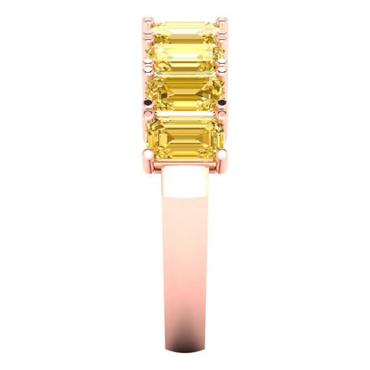2.61 cttw Natural Citrine Emerald Cut Rose Gold Eternity Wedding Band