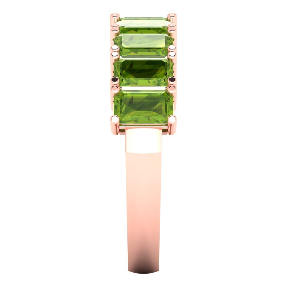 2.61 cttw Natural Peridot Emerald Cut Rose Gold Eternity Wedding Band