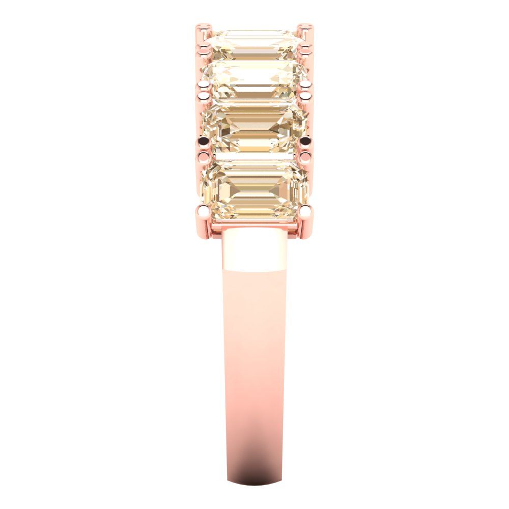2.61 cttw Natural Morganite Emerald Cut Rose Gold Eternity Wedding Band